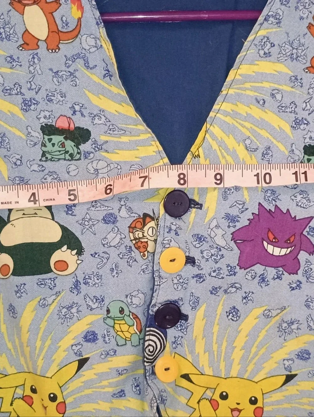 Vintage Kids Pokémon Character Print Blue Vest with Pikachu 